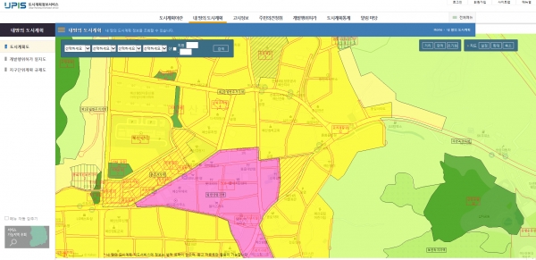 도시계획 정보체계 화면
