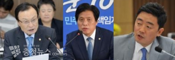 (좌측부터) 이해찬, 조승래, 강훈식 의원