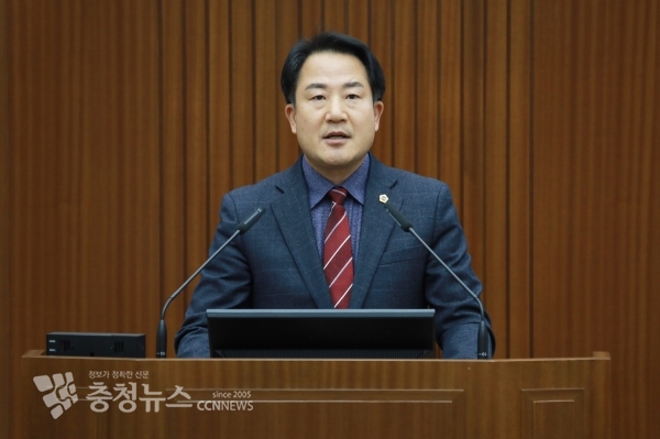 5분발언하는 상병헌 세종시의회 의원 / 충청뉴스 최형순 기자