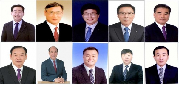 왼쪽 위부터 시계방향 △ 동서천농업협동조합 이정복 △ 서서천농업협동조합 임경환 △ 서천농업협동조합 박언순 △ 장항농업협동조합 남택주 △ 판교농업협동조합 지용주 △ 한산농업협동조합 박관구 △ 서천축산업협동조합 이면복 △ 서천군수산업협동조합 박정진 △ 서천서부수산업협동조합 최병진 △ 서천군산림조합 안광문