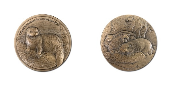 천연기념물 시리즈 ‘수달 아트 메달’ 이미지(동메달 앞, 뒤)