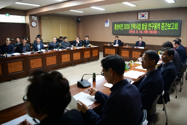 홍성비전 2030 미래전략사업 발굴 연구용역 중간보고회 개최 모습