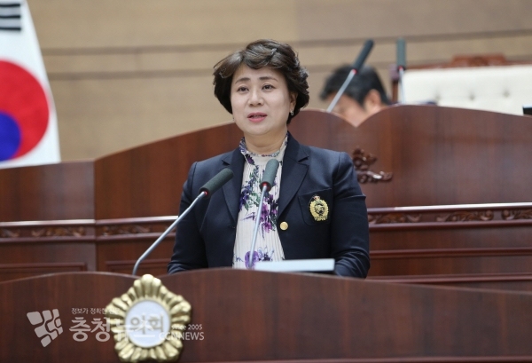 5분 발언하는 박남주 천안시의회 의원 / 충청뉴스 최형순 기자