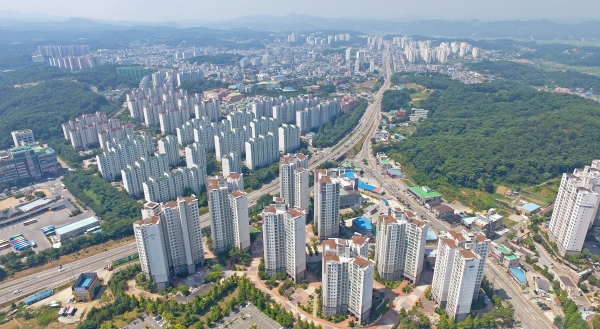 원당동에서 바라본 당진시내 항공사진