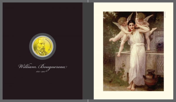 아트 금메달과 컬러 요판화 세트 스탠드형 케이스.