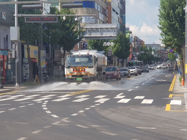 살수차 운영 모습