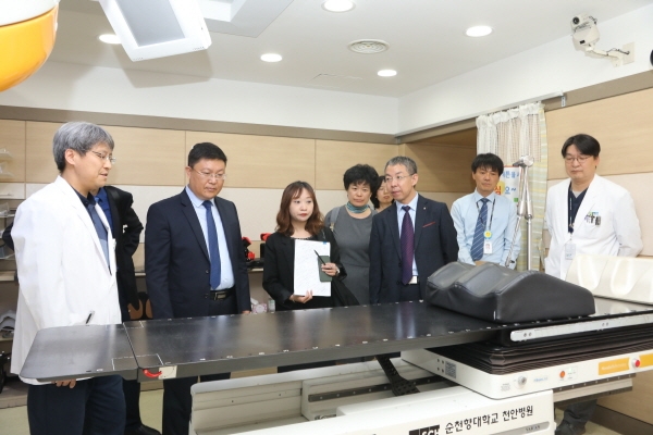 문등구 의료교류방문단 순천향대학교병원 견학 모습