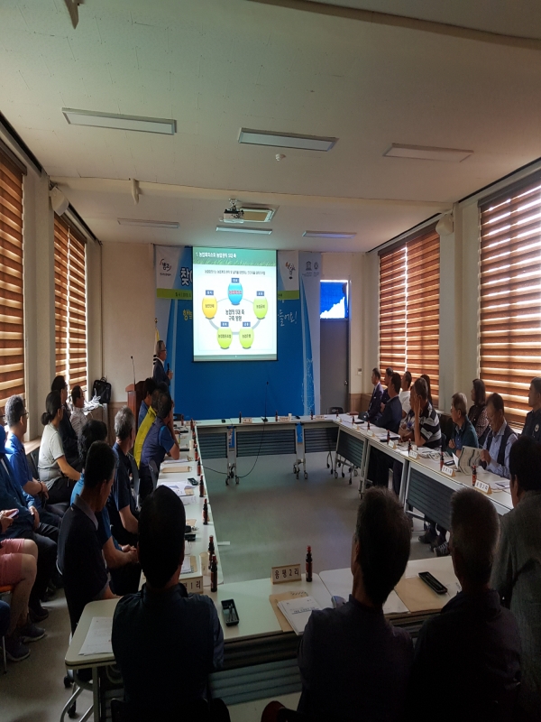 초촌면 농업회의소 설립 순회 설명회 장면.