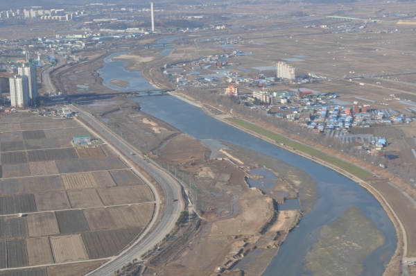 아산시 곡교천 항공사진