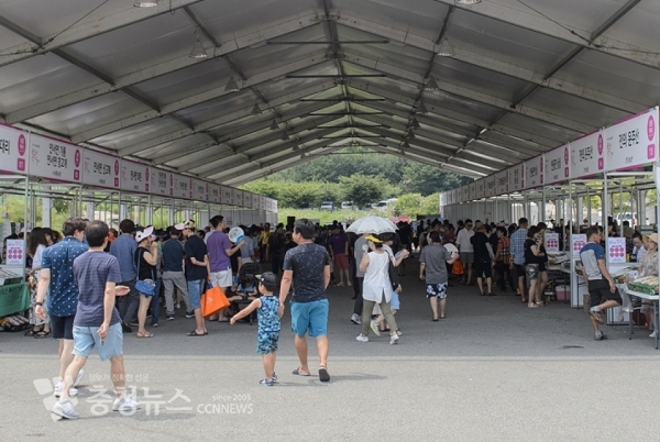 복숭아 축제 판매 부스