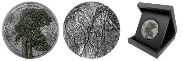 천연기념물 시리즈 ‘쌍향수’ 고품위 아트메달 이미지 (은메달 앞, 뒤, 케이스)