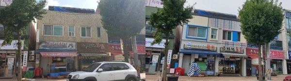 모산로 중심상권 경관개선 시범사업 전후사진.
