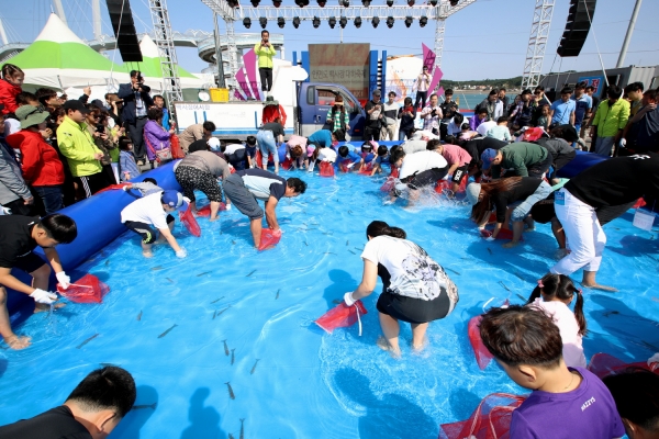 지난해 대하축제 (맨손 대하잡기)