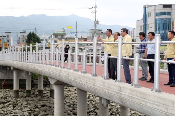 김동일 보령시장, 태풍 링링 북상에 따른 현장 점검 모습 (하상주차장)