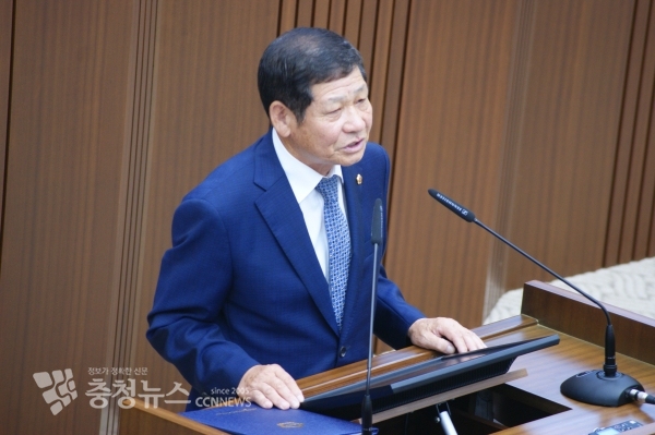 5분 발언하는 채평석 세종시의회 의원 / 충청뉴스 최형순 기자