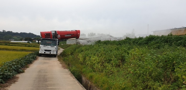 예산군, 아프리카돼지열병 차단 위해 광역방제기 동원