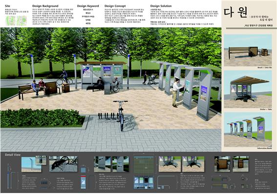 충남공공디자인전 최우수상 작품인 서은영, 강소연 학생의 다원