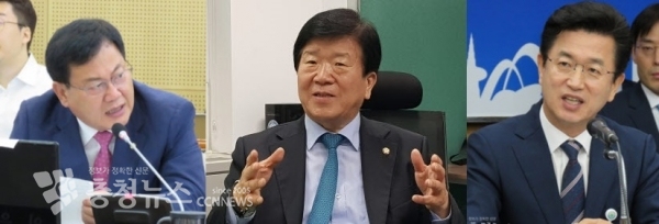 (왼쪽부터) 한국당 이은권 의원, 민주당 박병석 의원, 허태정 대전시장