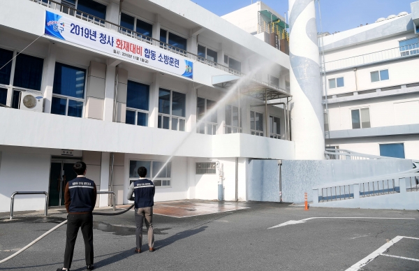 화재대비 합동 소방훈련 - 자체 진화