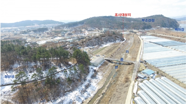 청산성 항공에서 바라본 북나성 구간 전경