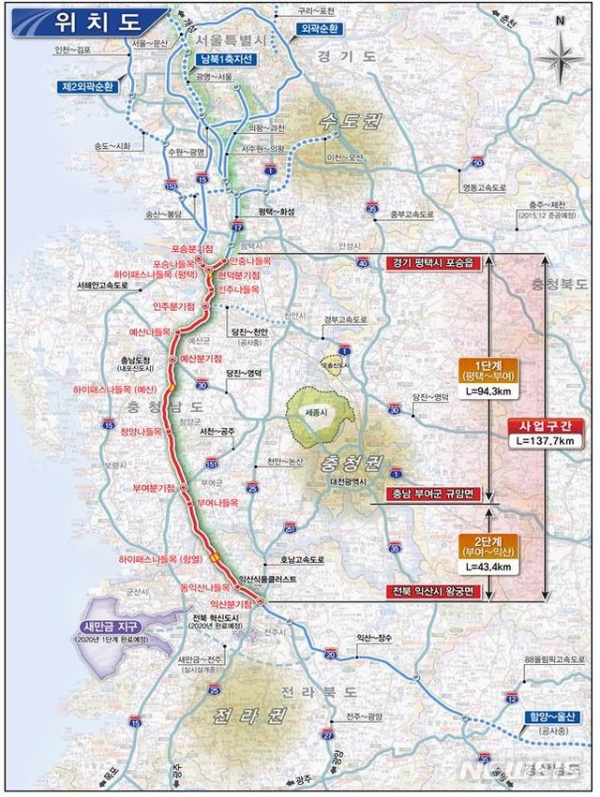 서부내륙고속도로 노선도