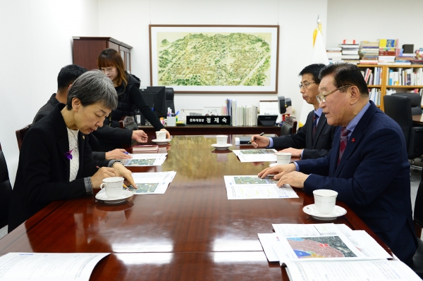 김석환 홍성군수 문화재청 방문 지역현안 건의 모습