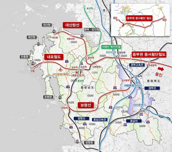 충청산업문화철도 노선도