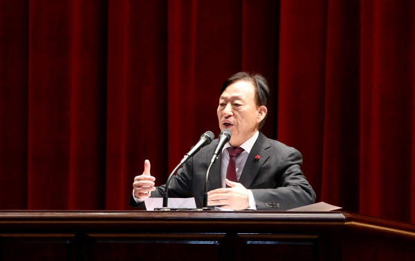 대전교육청 시무식에서 설동호 교육감 인사말 모습