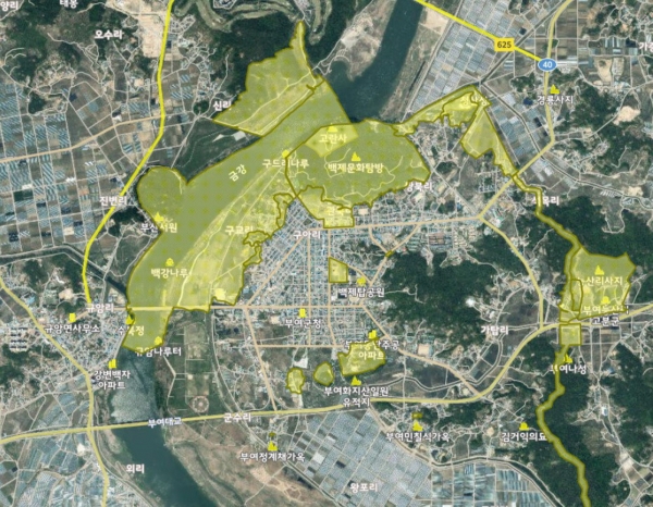 백제왕도 핵심 유적지구 현황도