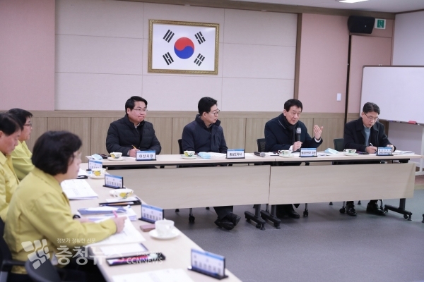 오세현 아산시장, 진영 행정안전부 장관, 양승조 충남도지사 코로나-19 대응상황보고회