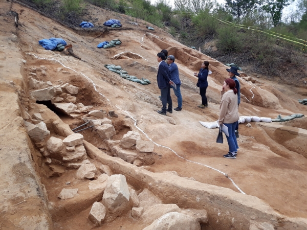능안골 고분 발굴현장 장면
