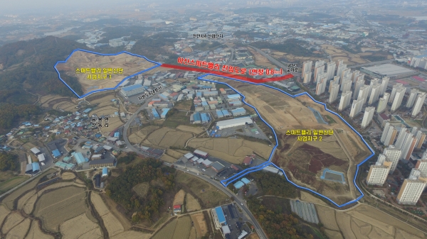 아산 스마트밸리 일반산업단지 진입도로 위치도