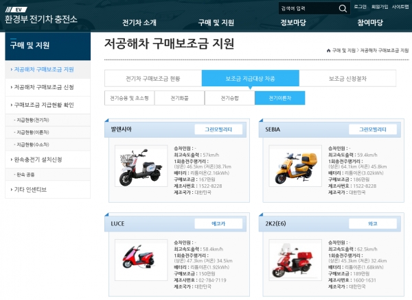 환경부 전기자동차 통합포털(www.ev.or.kr) 갈무리.