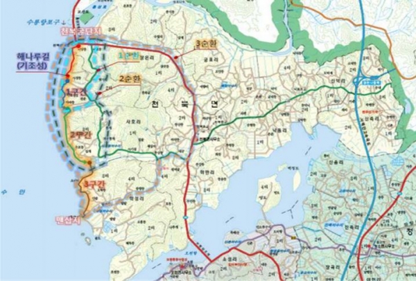 천북굴따라길 계획도.