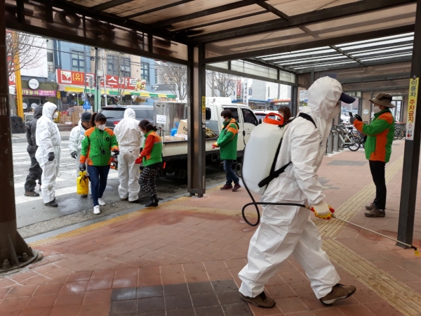 공주시 신관동 방역 활동 모습