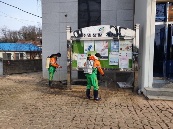 금산군 자율방재단 방역 활동 모습