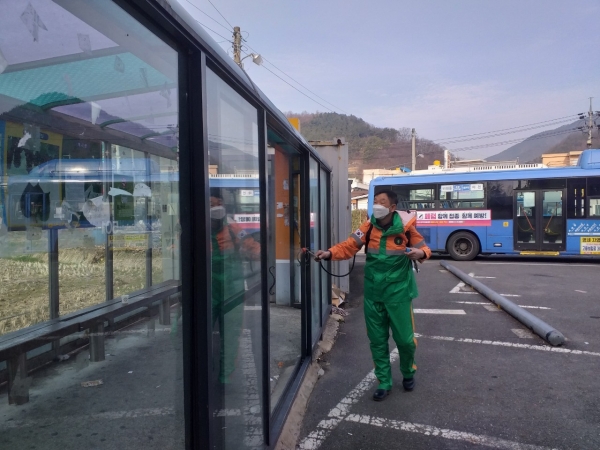 금산군 자율방재단 방역 활동 모습