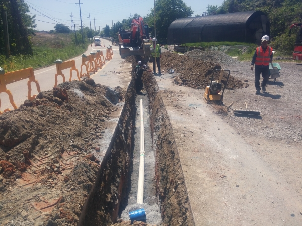 상수도 배·급수관로 공사 모습