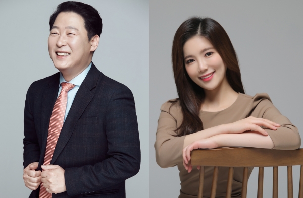 (왼쪽부터) 솔바람물소리 진행자 김성칠 아나운서, 오후의음악정원 진행자 김민경 씨