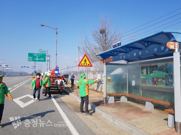 자율방재단 방역 소독 모습