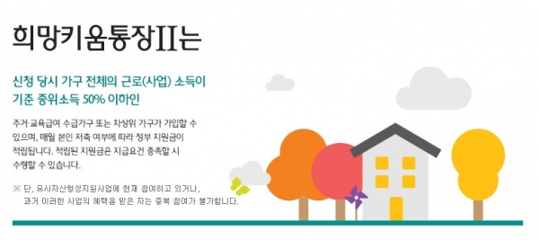 희망 내일키움 통장 홈페이지.