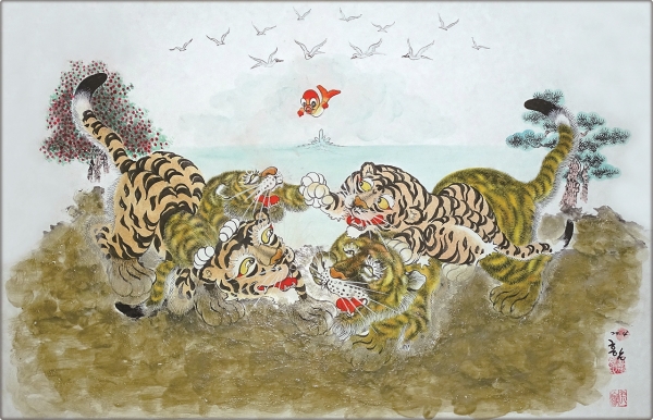 김태암作 보령머드 호랑이가족