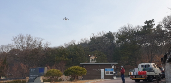 드론 방제 장면