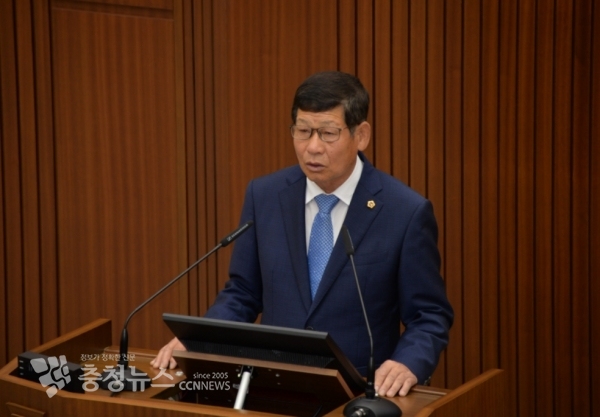 5분 발언하는 체평석 세종시의회 의원 / 충청뉴스 최형순 기자