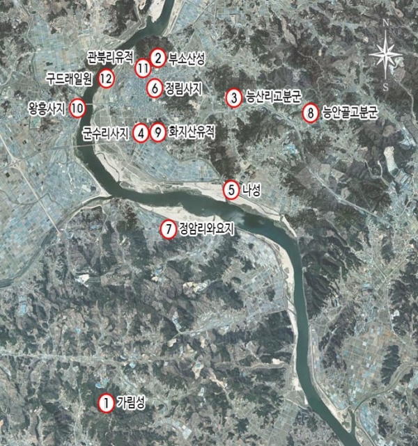 부여 백제왕도핵심유적 12개 위치도