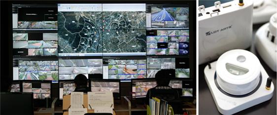 (좌) SafeMate IoT통합관제센터 (우) SafeMate 복합감지기