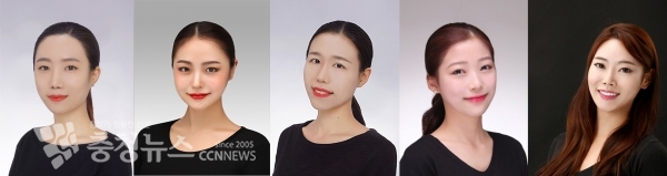 왼쪽부터 박유정, 최인하, 송은정, 홍진솔, 강한솔 단원