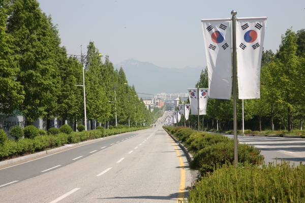 태극기 게양 모습