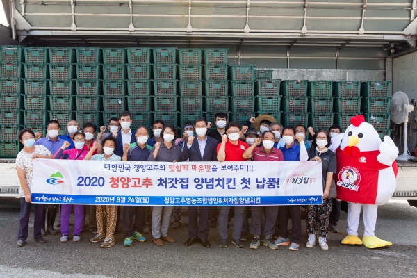 청양지역 고추 농가들 처갓집 양념치킨에 첫 물량 납품