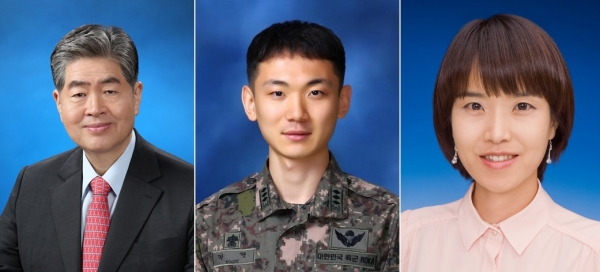 (왼쪽부터) 김영훈 대성그룹 회장, 권현 소령(진), 김정훈 씨.